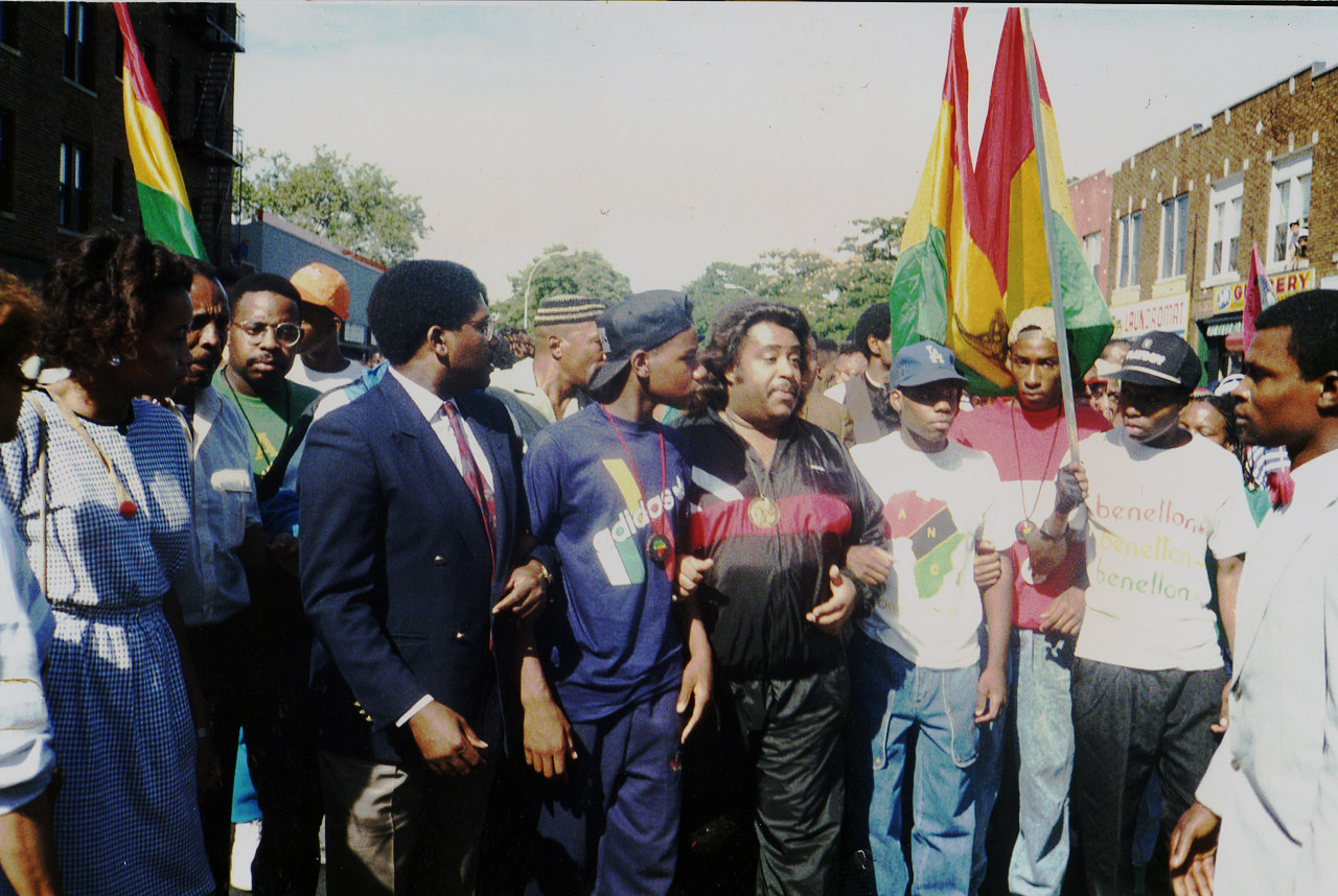 Marchers protesting the killing of Yusef Hawkins in Brooklyn in 1989.