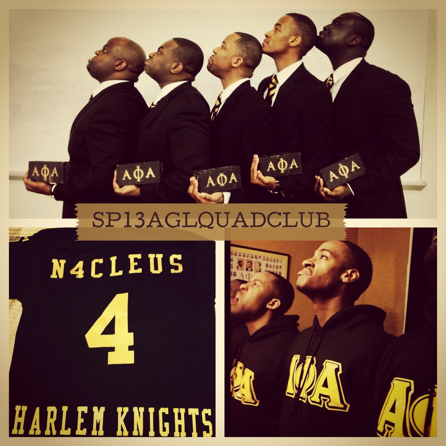 Stephon Dingle with his Alpha Phi Alpha line brothers, the Harlem Knights.