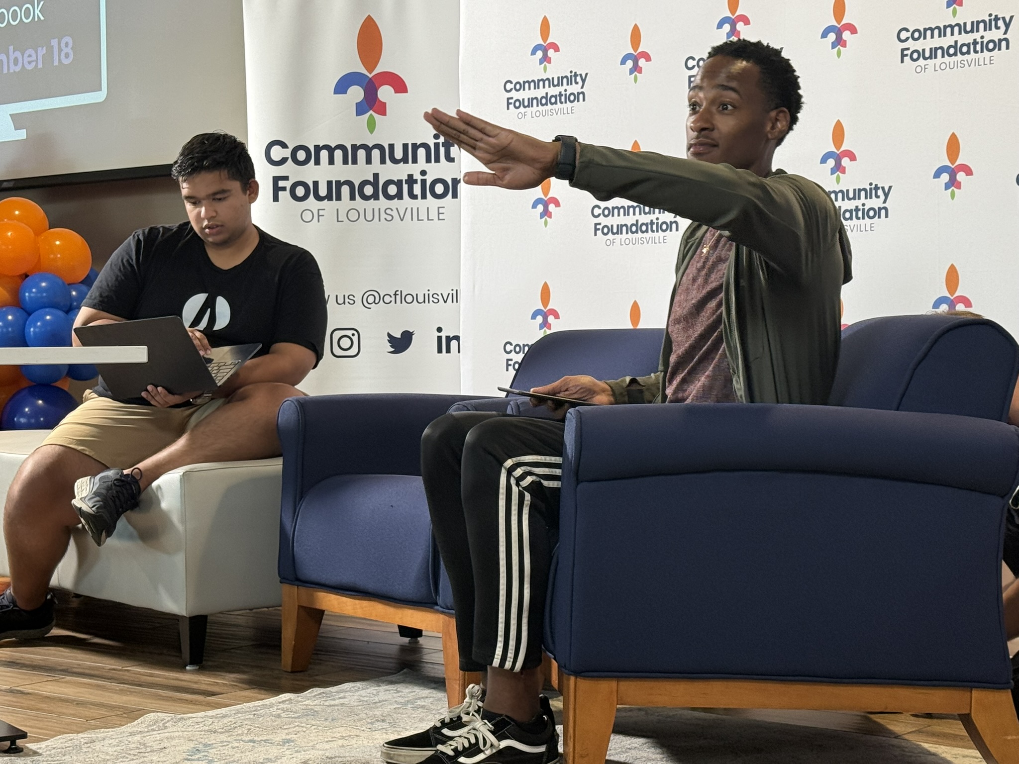 Stephon Dingle speaking at a Community Foundation of Louisville event.