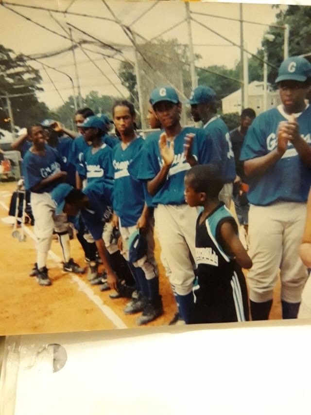 A young Stephon Dingle with his Gardenville Grays teammates at a travel tournament in Richmond, Virginia, in 2003.